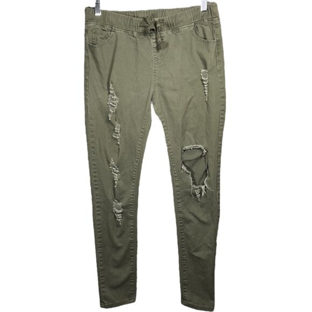 American Bazi Olive Green Distressed Jogger Pants - Size M